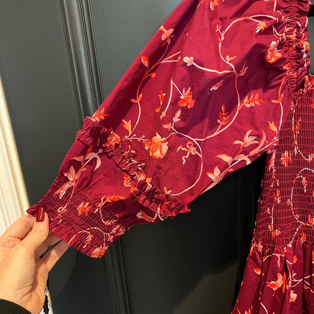 Hill House Burgundy Floral Midi Dress - Picture 3 of 6